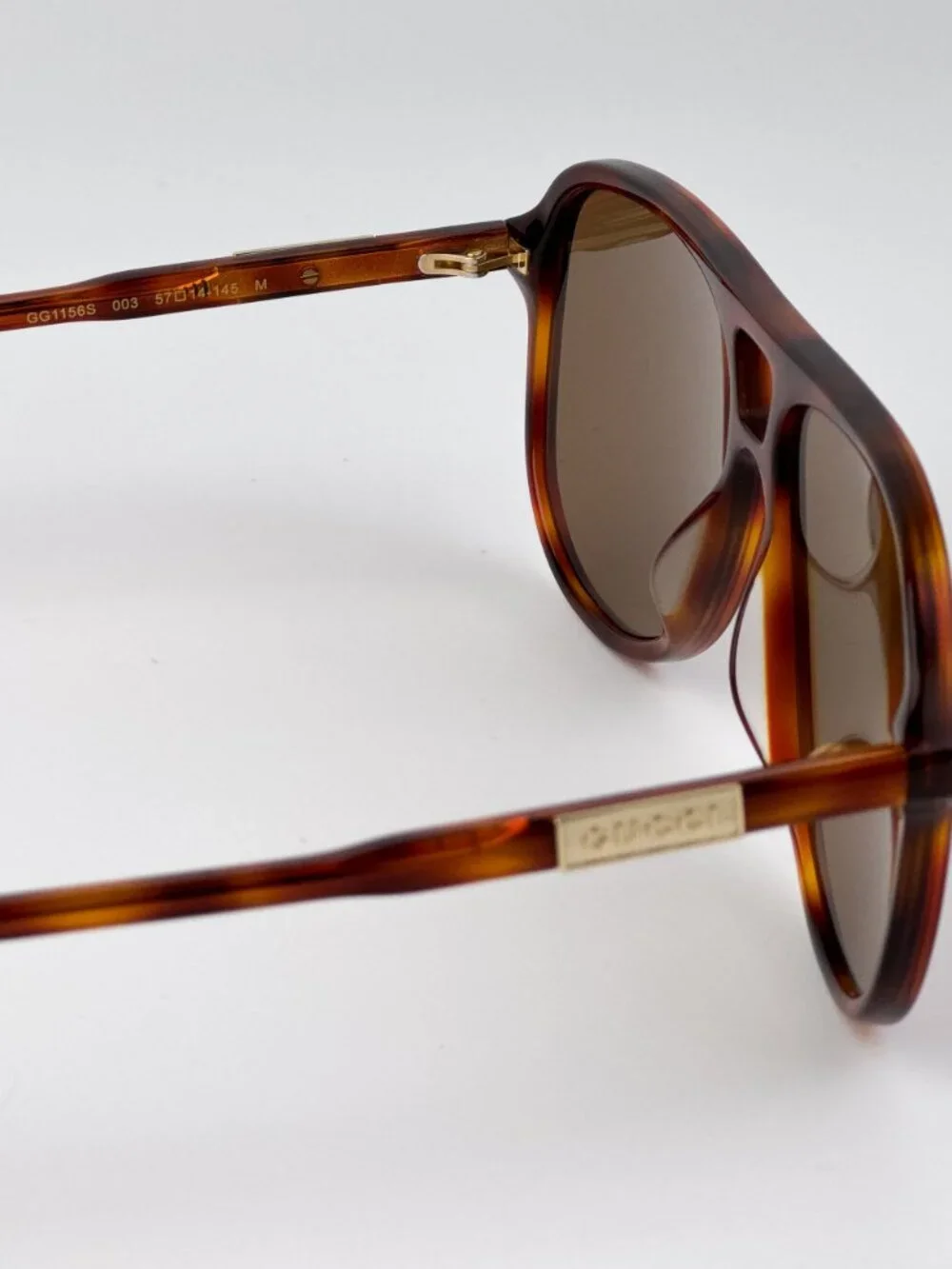 Gucci Sunglasses Havana Brown Pilot Frame Brown Lenses GG1156S 003 NEW AUTHENTIC